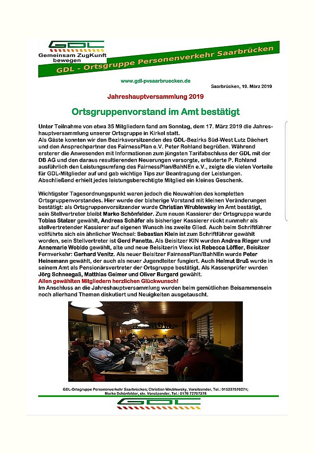 Jahreshauptversammlung 2019