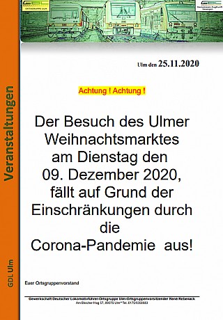 Ausfall Weihnachtsmarkt 2020