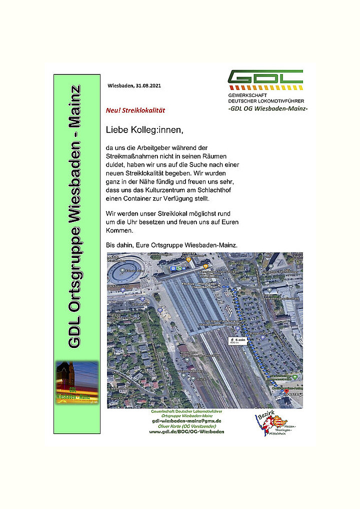 Aushang Streiklokal Wiesbaden